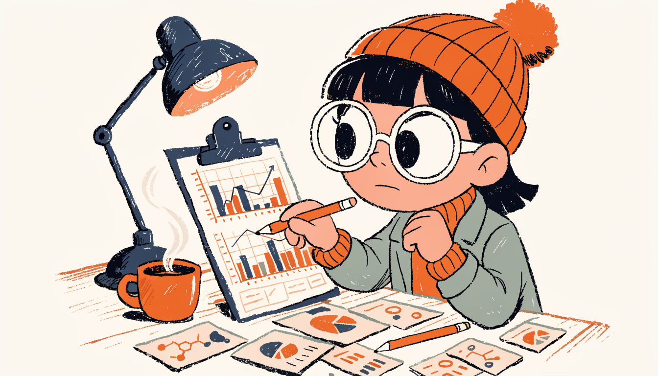 Student carefully analyzing science data charts at a desk