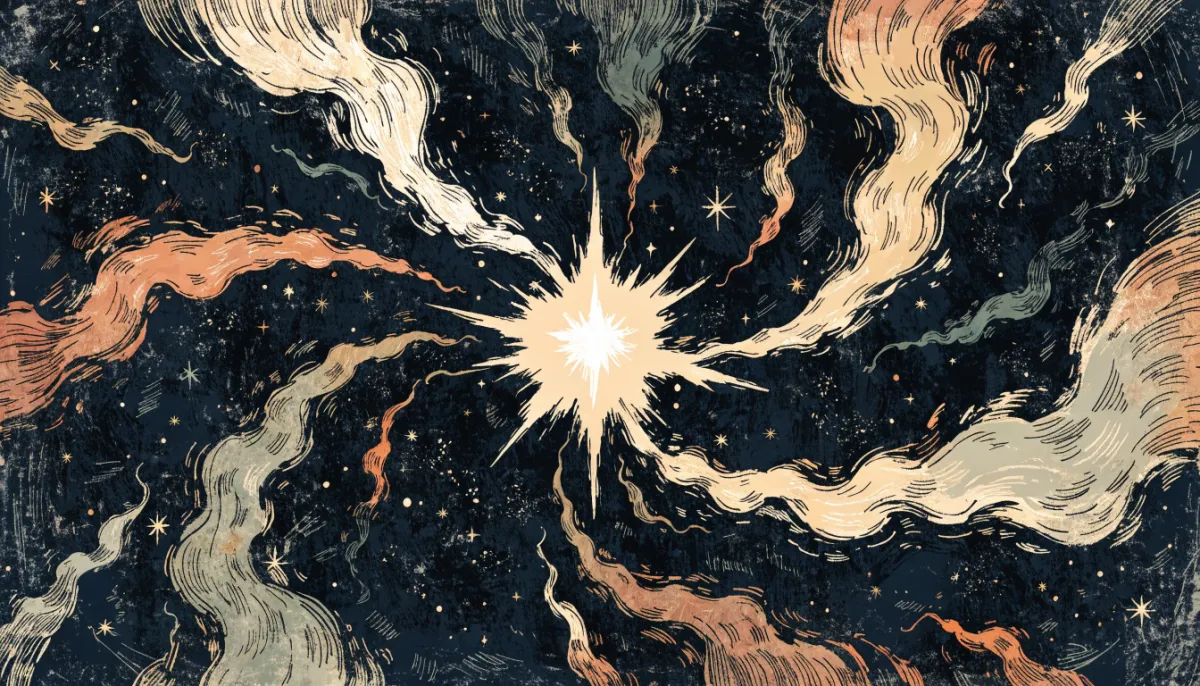 One large glowing star standing out among many tiny dim stars in a night sky