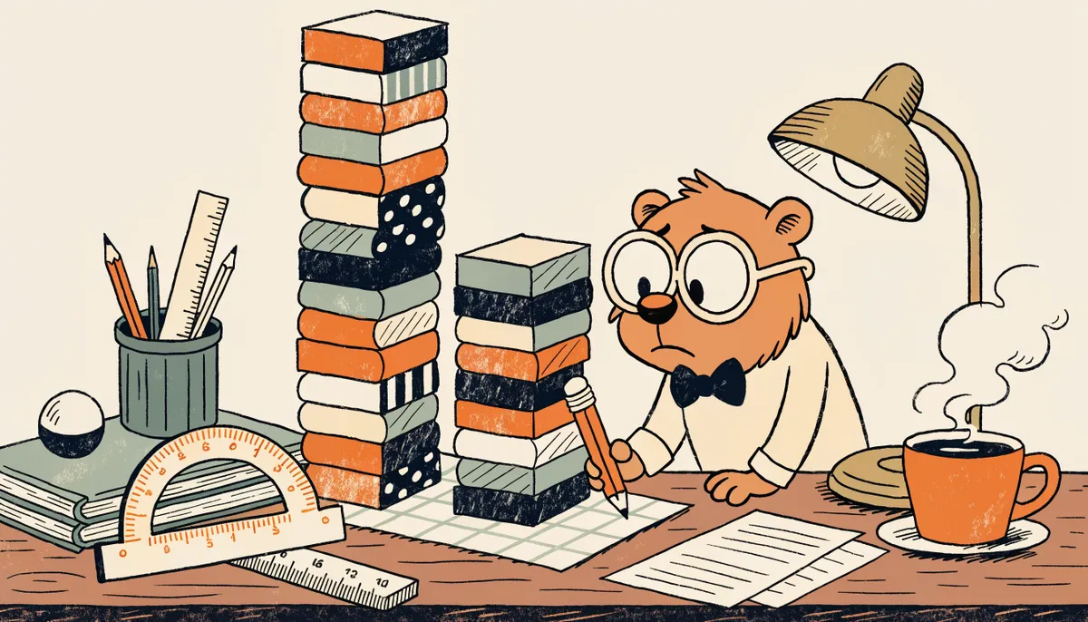 Illustration of a beaver professor reviewing a bar chart where the math column reaches the top of the frame