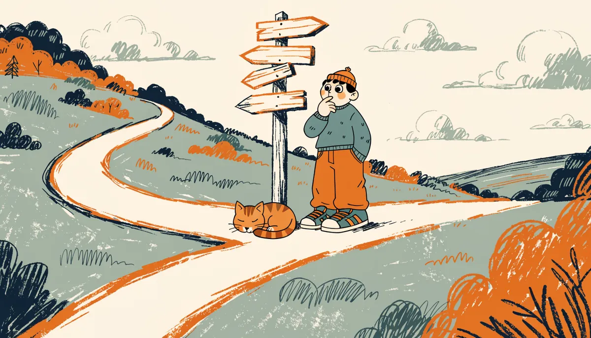 Illustration of a fork in the road representing adaptive module routing